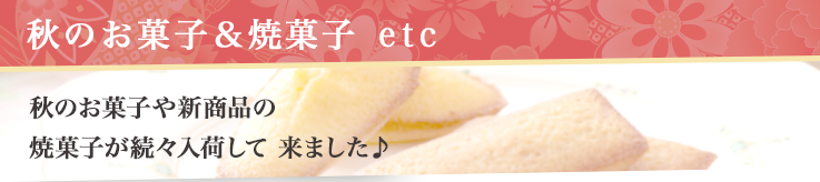 秋のお菓子&焼菓子 etc 秋のお菓子や新商品の焼菓子が続々入荷して来ました♪